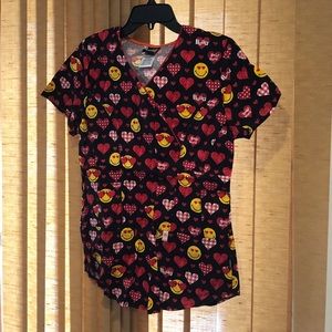 NWT Code Happy Smiley Face Top Stretch Small S
